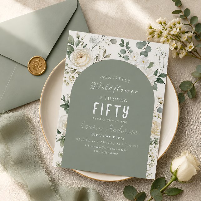 Invitation 50e Anniversaire Fleur Sauvage (Créateur téléchargé)