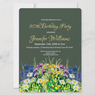 Invitation 50e anniversaire fleurs sauvages d'invitation