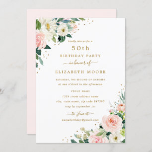 Invitation 50e anniversaire Floral Blush Gold