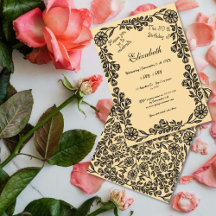 50e anniversaire Floral botanique noir et beige