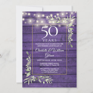 Invitation 50e anniversaire Floral String lumières Purple Woo