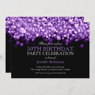 Invitation 50e anniversaire Glam Purple Lights