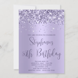 Invitation 50e anniversaire Glittery Light Lavender Ombre