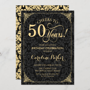 Invitation 50e anniversaire - Gold Black Damask
