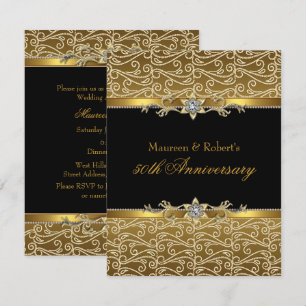 Invitation 50e anniversaire Gold Black Diamond