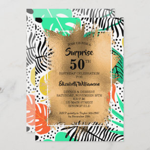 Invitation 50e anniversaire Gold et moderne Tropical