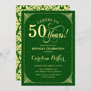 Invitation 50e anniversaire - Gold Green Damask