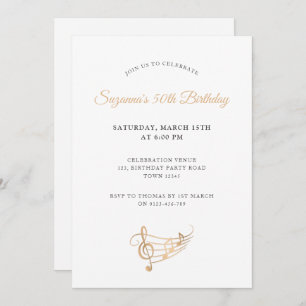 Invitation 50e anniversaire Gold Music Notes Élégant