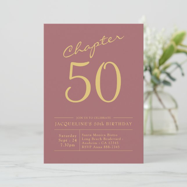 Invitation 50e anniversaire Gold Pink (Debout devant)