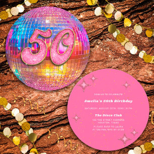 Invitation 50e anniversaire Gold Pink Parties scintillant Dis