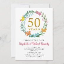 50e anniversaire Golden Floral Wreath Date de chan