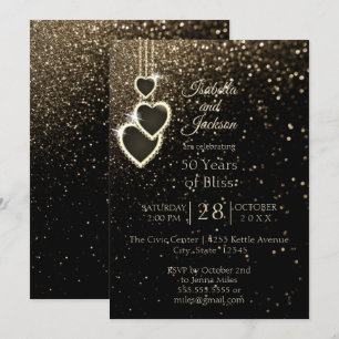 Invitation 50e anniversaire Golden Glitter