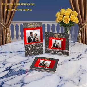 Invitation 50e anniversaire Golden Save the Date Photo