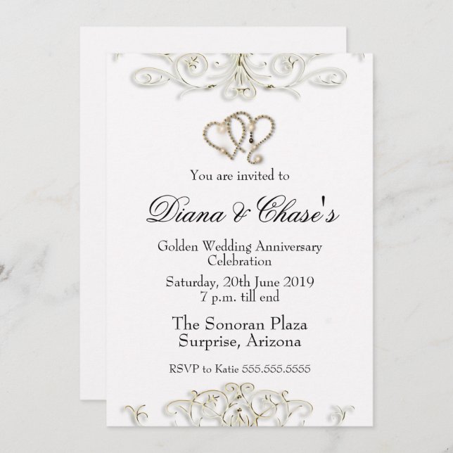 Invitation 50e anniversaire Golden Swirl (Devant / Derrière)