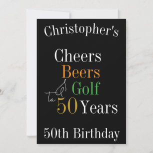 Invitation 50e anniversaire Golf Cheers Bières Black Gold Par