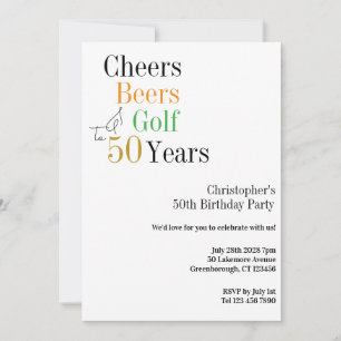 Invitation 50e Anniversaire Golf Cheers Bières Mini Fête