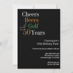 Invitation 50e anniversaire Golf Cheers Bières Party