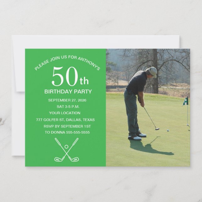 Invitation 50e Anniversaire Golf Green Park Golf Photo (Devant)