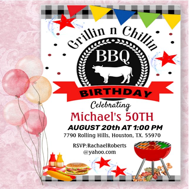 Invitation 50e anniversaire Grillin And Chillin  (Créateur téléchargé)
