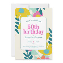 50e anniversaire joli floral moderne coloré