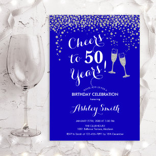 Invitation 50e Anniversaire - Joyeux À 50 Ans Royal Blue