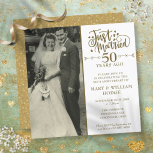 Invitation 50e anniversaire juste marié Mariage photo Carré