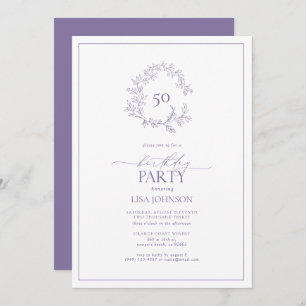 Invitation 50e anniversaire Lilac Lavender moderne Lavender C