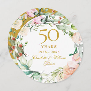 Invitation 50e anniversaire Mariage d'or Garland Rose