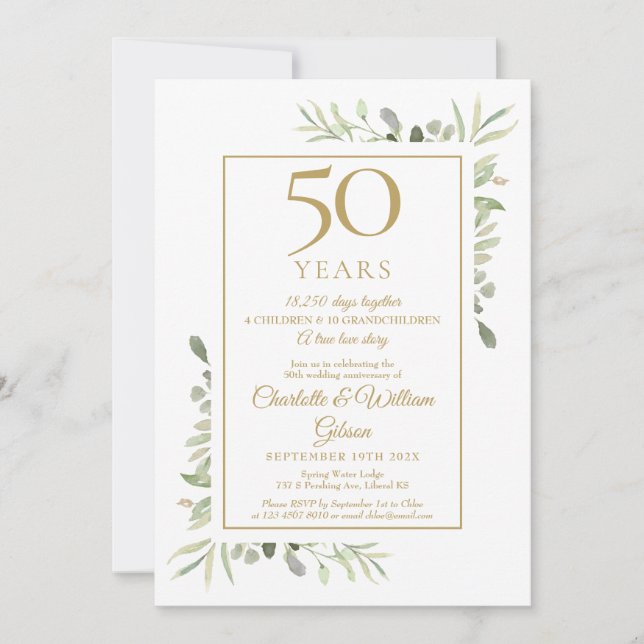 Invitation 50e anniversaire Mariage d'or Souvenirs photo (Devant)
