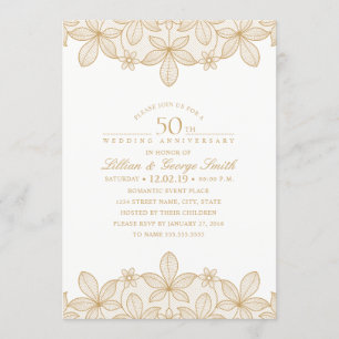 Invitation 50e anniversaire Mariage d'une élégante dentelle d