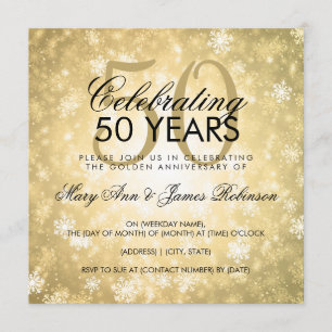 Invitation 50e anniversaire Mariage hiver Wonderland Gold