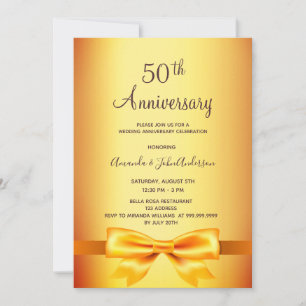 Invitation 50e anniversaire mariage or arc métallique