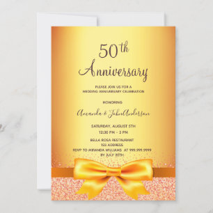 Invitation 50e anniversaire mariage or arc métallique