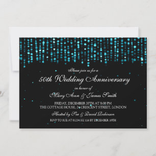Invitation 50e anniversaire Mariage Star Confetti Turquoise