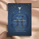 Invitation 50e anniversaire Marine Blue Modern Gold Cocktail<br><div class="desc">Navy Blue Modern Gold 50th Birthday Cocktail Party Invitations.</div>