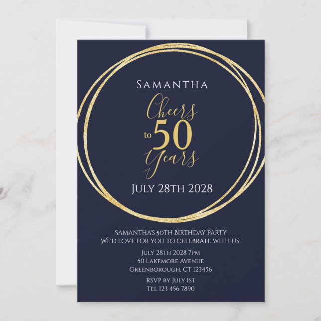 Invitation 50e anniversaire Marine Gold salue à la fête de 50 (Devant)