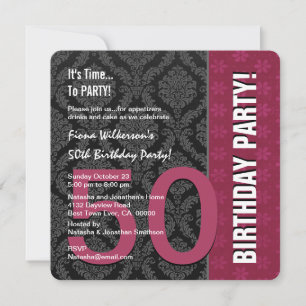 Invitation 50e anniversaire Maroon moderne couleur et noir V0