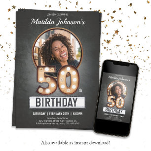 Invitation 50e anniversaire Marquee Vintage amusant Photo per