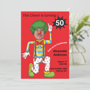Invitation 50e Anniversaire Mens Funny Clown Epic Nouveau Ext