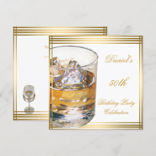 Invitation 50e anniversaire Mens Sepia Gold Boissons froides 