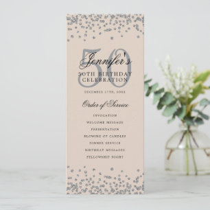 Invitation 50e Anniversaire Menu Argent Champagne