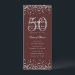 Invitation 50e Anniversaire Menu Merci U Argent Bourgogne<br><div class="desc">Design élégant "Programme de fête d'anniversaire" avec faux parties scintillant confetti texte personnalisé.</div>