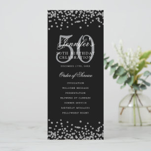 Invitation 50e Anniversaire Menu Merci U Silver Confetti