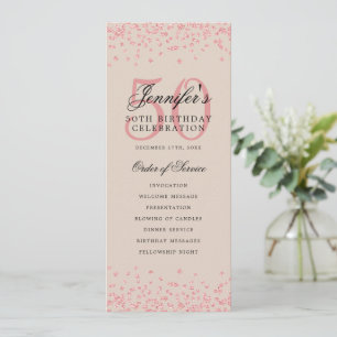 Invitation 50e Anniversaire Menu Rose Gold Champagne