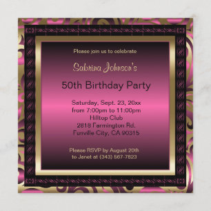 Invitation 50e anniversaire Métallure et or roses
