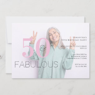Invitation 50e anniversaire Modern Pink Photo 50 Fabulous Par