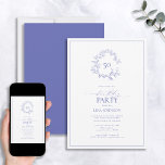 Invitation 50e anniversaire Moderne Périwinkle Poireau feuill<br><div class="desc">Bienvenue à votre fête d'anniversaire d'un demi-siècle ! Mais ne vous inquiétez pas, il n'est pas temps de ralentir encore. Envoyez ces élégantes Invitations de 50e anniversaire de Periwinkle Leafy Crest et faites savoir à tout le monde que vous êtes prêt à faire la fête dans le style. Ces invitations...</div>