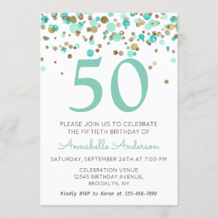 Invitation 50e Anniversaire Monnaie d'or Parties scintillant 