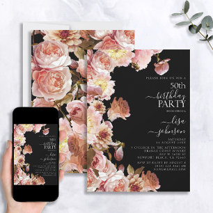 Invitation 50e anniversaire Moody moderne foncé rose Script f