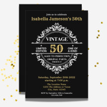 50e Anniversaire Noir Blanc et Or Vintage 